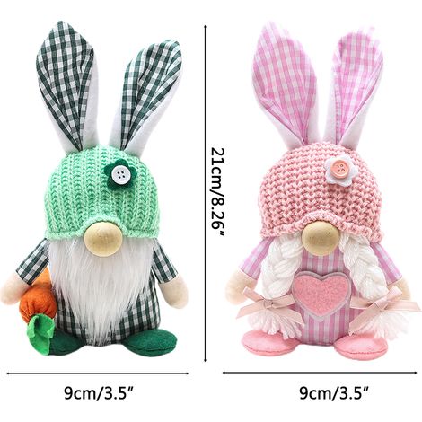 Décoration de Pâques : couple de poupées lapin et gnome, pour enfants et amis. Ornements de Pâques : poupées sans visage. (1/5)