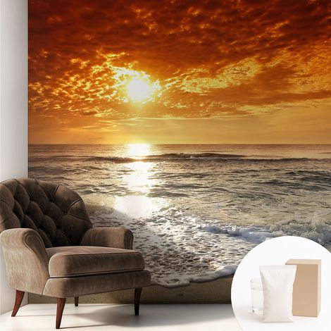 Papier peint décoratif avec colle pour salon, chambre à coucher et bureau – Design moderne et facile à poser Vagues océaniques 250x250 cm (1/5)