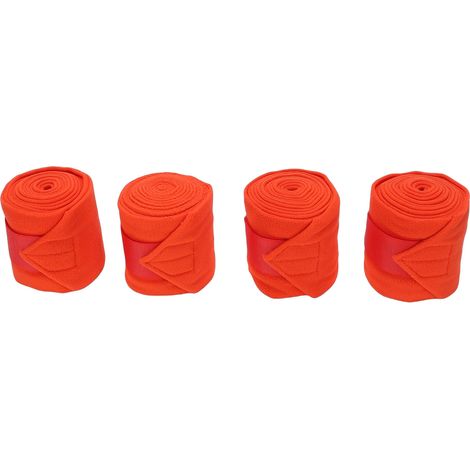 Bandages de polo pour chevaux 4pcs en polaire douce rouge 11x300cm protection confortable stable équitation (1/4)
