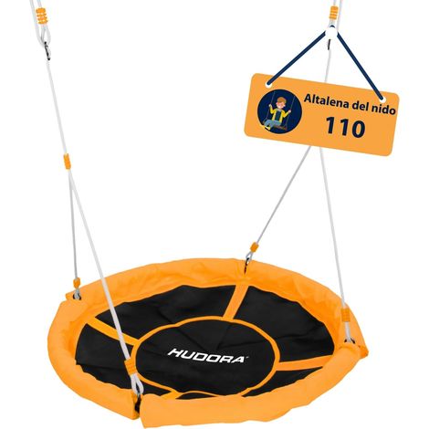 HUDORA Altalena a nido 110 - altalena in plastica arancione fino a 100kg - altalena con diametro di 110cm per interni ed esterni - Altalena familiare regolabile per bambini e adulti (1/5)