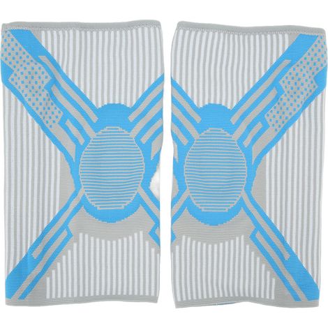 Genouillères de sport (lot de 1), en nylon tricoté avec ressort en silicone, bleues, pour le basketball et la course à pied, taille L. (1/5)