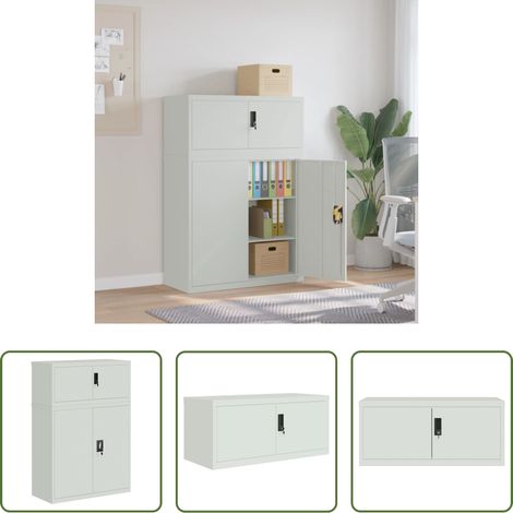 Rangement bureau - Classeur gris clair 90x40x130 cm acier (1/5)