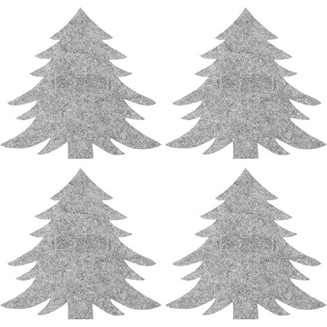 Porte-couverts de Noël Sac à couverts pour sapin de Noël : 4 pièces Feutre Arbre de Noël Sapin Boîte à couverts Fourchette Couteau Sac à couverts Sac Centres de table de fête Décorations de Noël (1/4)
