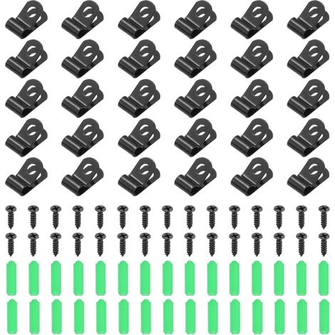 30Pcs Attaches De Fil De Clôture 5mm(3/16"), Fixations Agricoles pour Clôture Type R avec Vis Et Gaines D'expansion pour Fixer Les Fils De Soudure Aux Clôtures Vinyle Bois Métal (1/5)