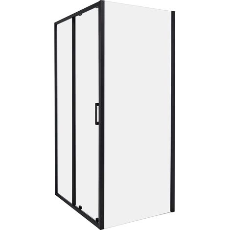 Box Doccia Vetro Temperato Cornice Alluminio nero 80 x 100 x 185 cm Yoro