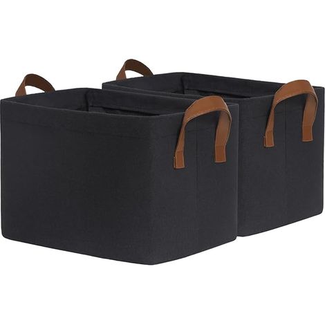 Boîte de rangement Noir 30L Panier de rangement Organisateur de placard Panier de rangement salle de bain étagère bureau salle de bain Panier à linge pliable Rectangulaire (1/5)