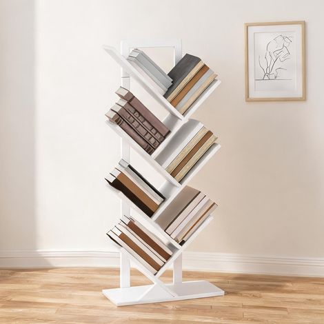 Bibliothèque blanco en melamina de Madera Acero 50 x 24 x 109 cm (1/5)