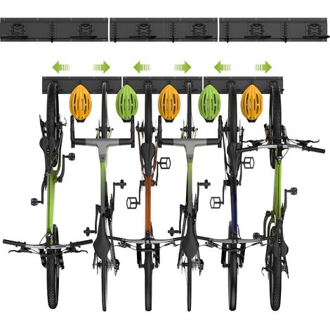 Support Mural de Rangement de Vélos 48" vélos Jusqu'à 500lbs Crochet Mural de Fixation Robustes pour Garage pour 4 Vélos + 3 Casques, Cintres de Vélo en Acier Massif Range (1/5)