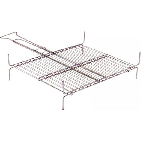 Graticola ristorante 35 x 40 cm doppia griglia graticole per brace arrosto barbecue grill in ferro cromato (1/5)