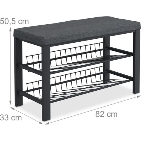 Panca portascarpe con seduta e contenitore 90 x 40 x 45 cm design moderno corridoio in metallo nero 130015970