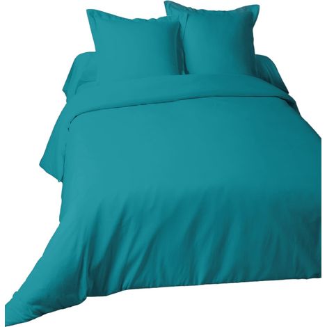 Housse de Couette Taille 240x220 cm 100% Coton Couleur Canard Modèle Alicia Linge de Lit pour Maison Doux et Confortable pour Nid Douillet (1/4)