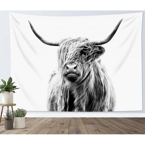 Tapisserie murale à suspendre en forme de vache des Highlands - Décoration murale rustique - Pour salon, chambre à coucher - Par rapport aux autres produits de décoration murale (1/4)