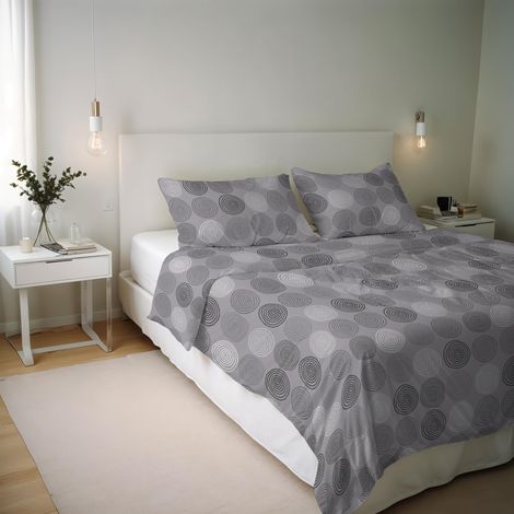 Housse de Couette en Coton et Fibres recyclées, lit Double, modèle : tago, confectionné en Italie (1/5)
