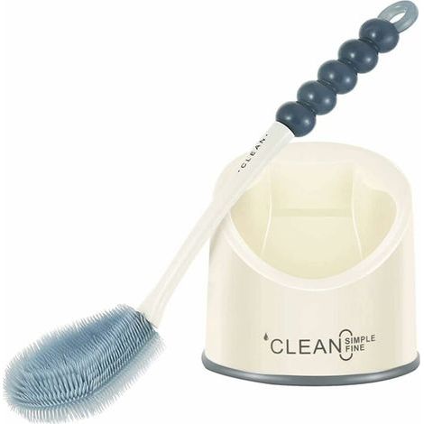 Brosse de Toilette Brosse WC en Silicone Antibactérienne balayette WC Ensemble Brosse de Toilettes à Manche Long avec Support Hygiénique le rangement et l'organisation de la salle de bain (1/5)