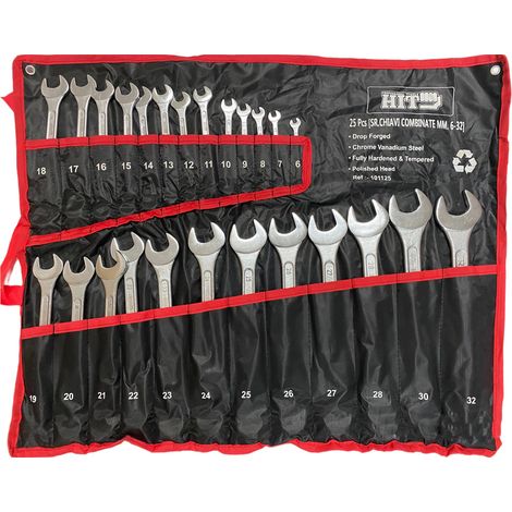 SET CHIAVI COMBINATE 25pz 6-32mm STELLA E FISSA ACCIAIO Cr-V HIT