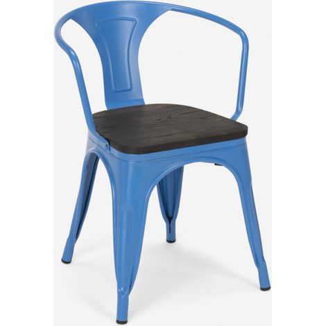 sedie design metallo legno industriale stile bar cucine steel wood arm - Blu