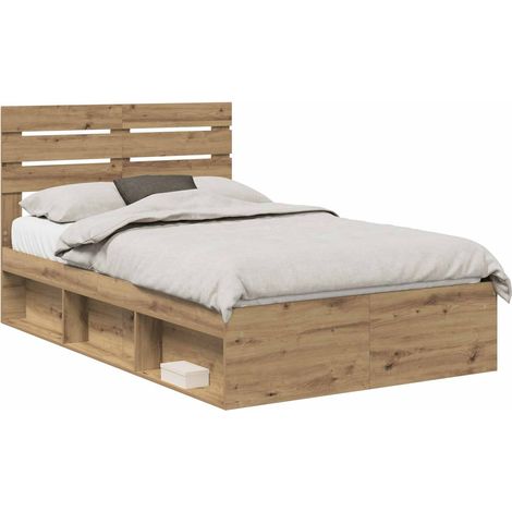 Maison Exclusive - Cadre de lit Chêne artisan 120 x 190 cm Pin massif (1/5)