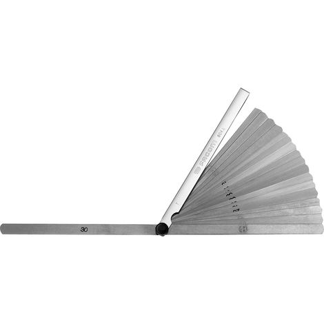 Facom – Jauge d'épaisseur métrique longue 19 lames arrondies 250mm – Acier résistant – Système de rangement en éventail – Précision élevée
