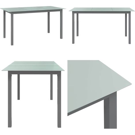 Table de jardin Gris clair 150x90x74 cm Aluminium et verre - Table De Jardin - Table Extérieure - Mobilier De Jardin - Table Aluminium - Table Verre - Home & Living (1/5)