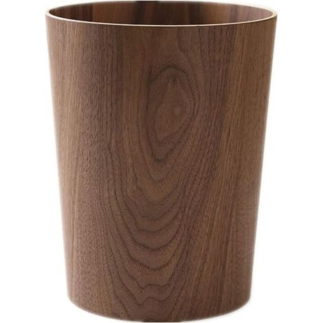 Cestino per rifiuti in legno per casa o ufficio, cestino giapponese rotondo in legno naturale, leggero e robusto (legno scuro-A) (1/4)