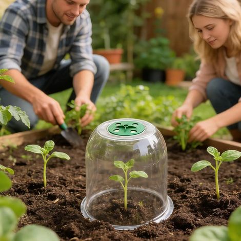 (1 pièce) Protection isolante pour plantes en serre, couvercle pour semis, cloche de protection pour plantes à graines, couvercle en plastique pour pépinière florale (1/4)