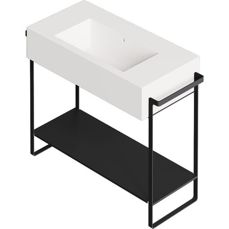KUBO 100 Blanc mat 0 trou Bonde Siphon Ch + structure