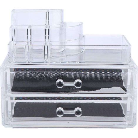 Boîte de rangement pour produits de soin et cosmétiques, avec 2 tiroirs et plusieurs compartiments. (1/5)