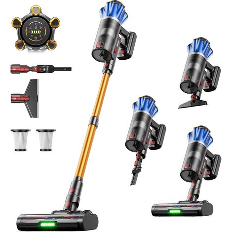 Cordless Vacuum Cleaner 55KPa 650W 70 Min Animal Hair Hard Floor Carpet 1.8L Powerful Cordless Vacuum Cleaner, Freestanding, LED Screen, Anti-Tangle Brush, Scented Tablet (1/5)