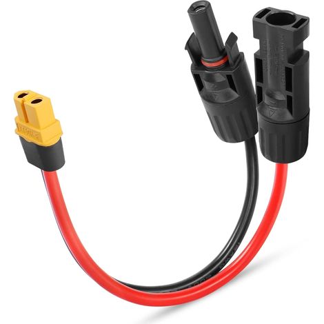 Câble Adaptateur Panneau Solaire vers XT60 15cm, 12AWG Femelle pour Station d'Alimentation Portable et Générateur Solaire (3mm²) (1/5)