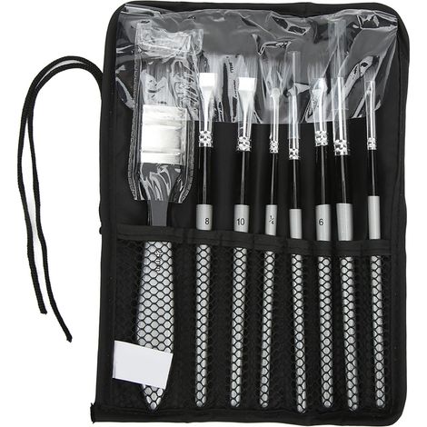 Lot de 8 pinceaux en nylon doux avec pochette de rangement pour peinture acrylique et aquarelle (1/5)