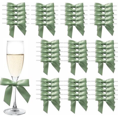 Set mit 50 kleinen Dekoschleifen – Salbeigrün – Perfekt für Weihnachten, Hochzeiten und Geschenkverpackungen (1/5)