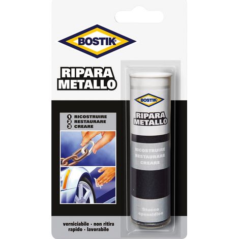 Stucco epossidico in stick ripara metallo Bostik colore grigio metallo (1/5)