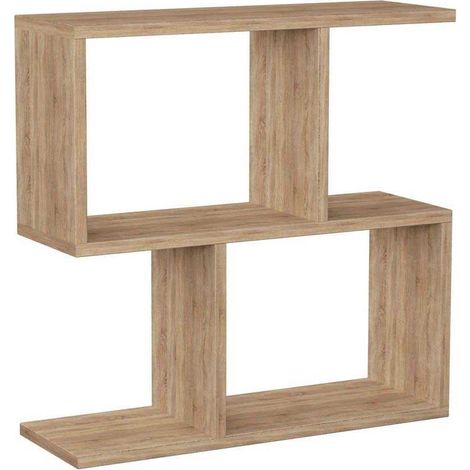 Calicosy – Table d'appoint en mélamine 60x60cm – Chêne – Épaisseur 18mm – Profondeur 20cm – Hauteur étagère 27cm (1/4)