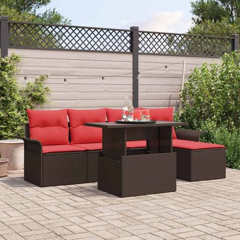 Set Divano da Giardino con cuscino 6 pcs Marrone Poly Rattan vidaXL (1/5)