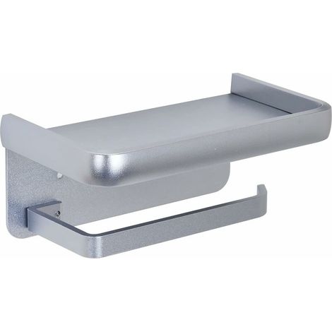 royaluxe - Porte Papier Toilette Mural avec Tablette sans Percage Support Papier Toilette Adhesif Aluminium Porte Rouleau de Papier pour WC Salle de Bain，（1pcs） (1/5)