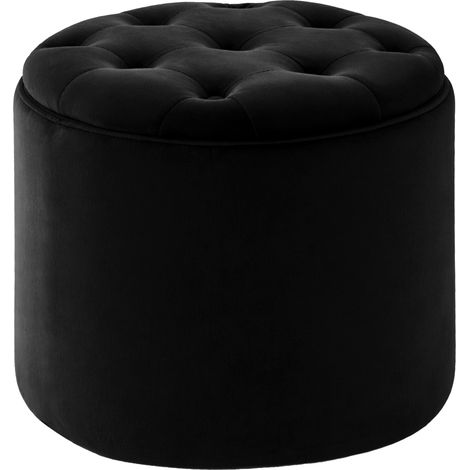 Pouf Pantin in velluto elegante e moderno nero (1/5)