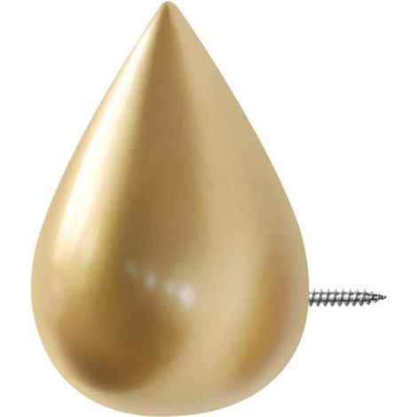 Lot de 4 patères murales goutte d'eau – Résine écologique – Installation facile – Pour sacs, chapeaux, vêtements, clés – 9.5 x 6 cm – Doré (1/5)