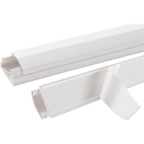 Moulure blanche 34x17mm (vendu au mètre) sans cloison avec couvercle Atriane 6130952 REHAU 735720 (1/2)
