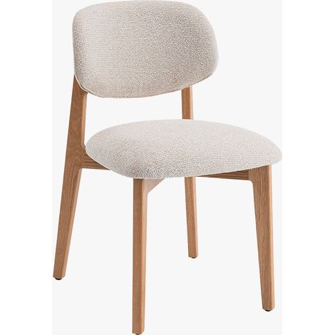 CARMEN Chaise en tissu beige et chêne massif (1/5)