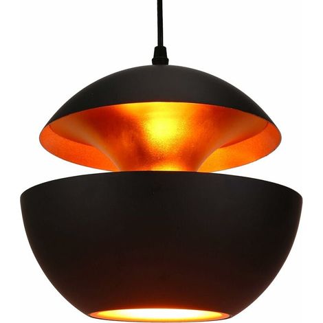 Suspension de style industriel, coloris rétro noir et or, corps de lampe en aluminium (1/5)