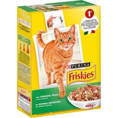 Multipack da 6 friskies purina croccantini per gatti adulti coniglio pollo e verdure 400 gr cad