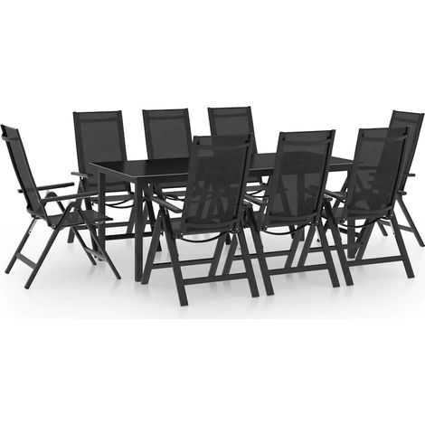 Ensemble Table et Chaise de Jardin 9 pcs - Ensemble de salle à manger de jardin Aluminium Anthracite BV146517 - BonneVie (1/5)