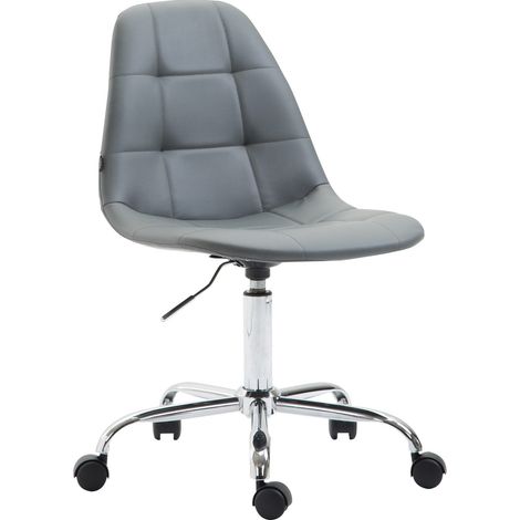 Chaise de bureau tabouret d'ordinateur sur roulettes hauteur réglable en synthétique gris TABO10110 (1/3)