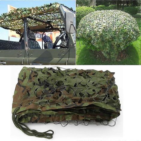 Filets de camouflage tactiques militaires Woodland 3 x 3 m, vert, pour le camping, la chasse et le tir (1/3)