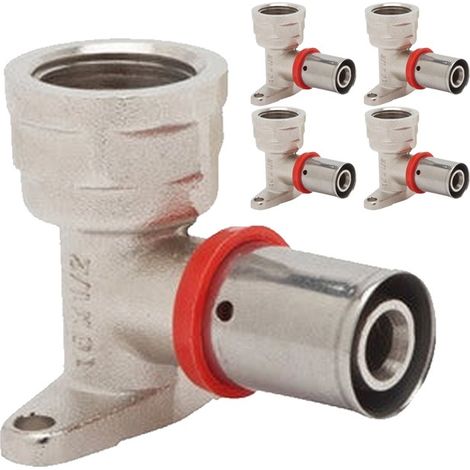 Set di 5 Gomito femmina con supporto per tubo multistrato da 16 mm da utilizzare con macchina aggraffatrice