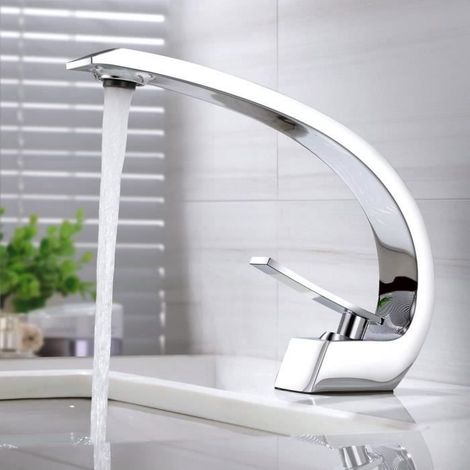 1 Mitigeur lavabo, laiton chromé, valve 25mm, mousseur silencieux, salle de bain