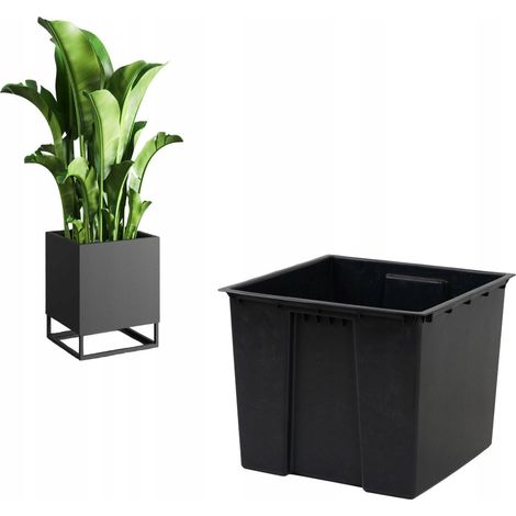 Schwarzer Kunststoff-Blumentopfeinsatz im Loft-Stil, 35 x 35 x 28 cm (1/5)