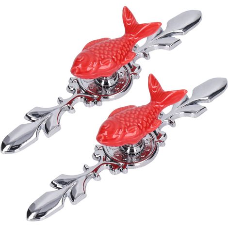 2 Poignées de Tiroir en Alliage de Zinc, Motif Carpe Rouge, pour Meuble de Cuisine et Dressing - Décoration1077D