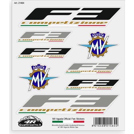 Adesivi per MV Agusta F3 Competizione – Set 8 Sticker Presagomati, Resistenti ad Acqua e Raggi UV, Made in Italy, Licenza Ufficiale, Foglio 160 x 135 mm (1/5)