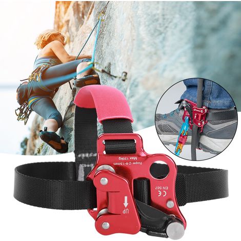 Ascenseur de Pied Droit en Aluminium Léger pour Escalade, Randonnée et Via Ferrata, Équipement de Sécurité Montagne (Riser Rouge)